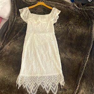 White skin tight mini knee high dress
